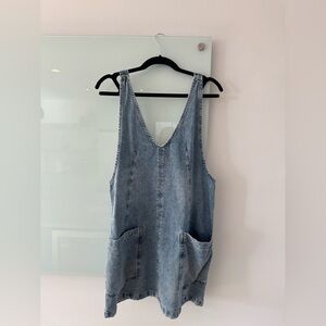 Free People Blue Denim Jumper Dress